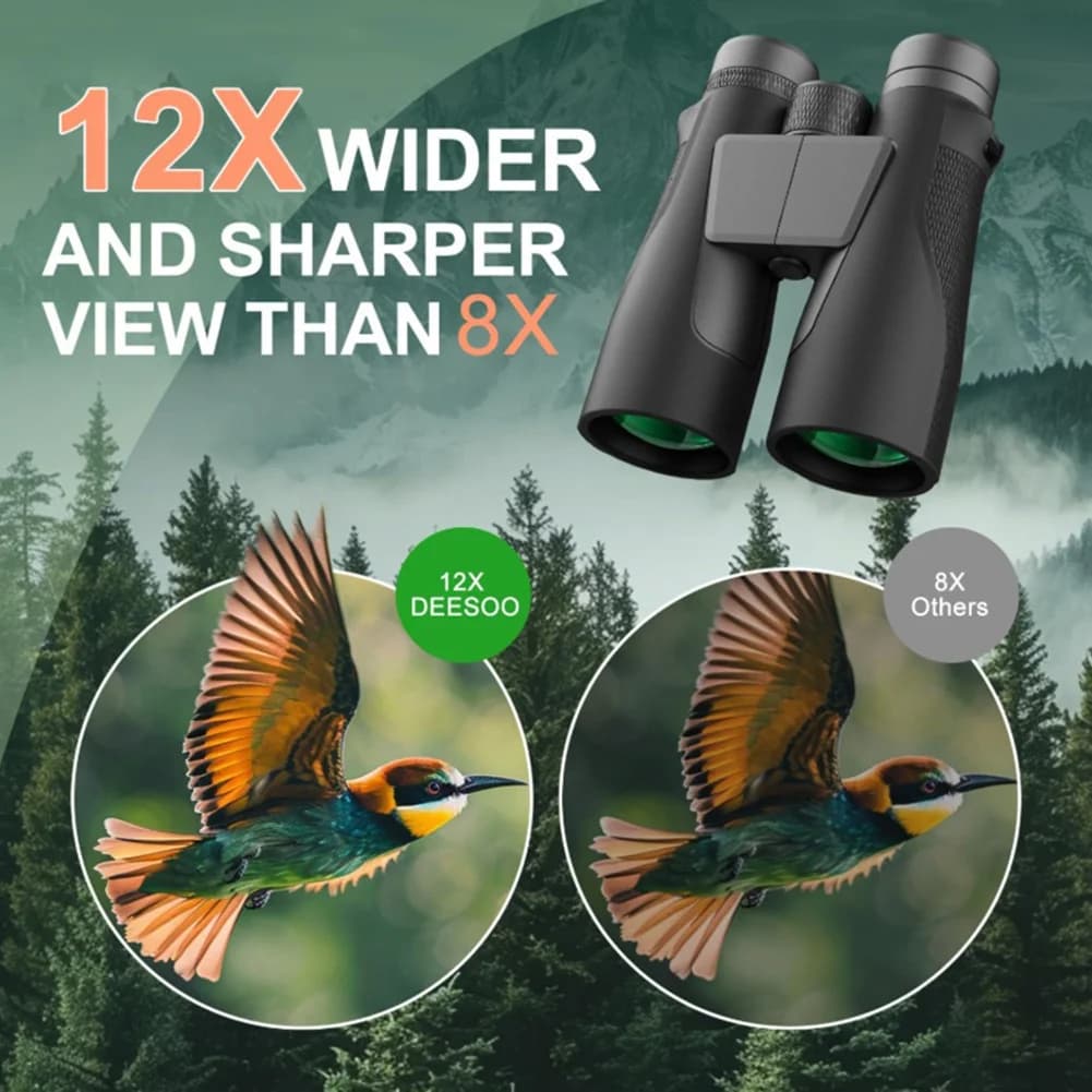 Binocolo A96I-Compact 12X42 con prisma BAK4 impermeabile HD per il birdwatching, viaggi e osservazione delle stelle, colore verde