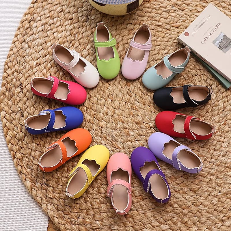 Nuove Scarpe Mary Jane per Bambini 2026, Ballerine con Bordo Smerlato per Bambine, Suola Morbida Antiscivolo, Scarpe da Principessa per Bambini