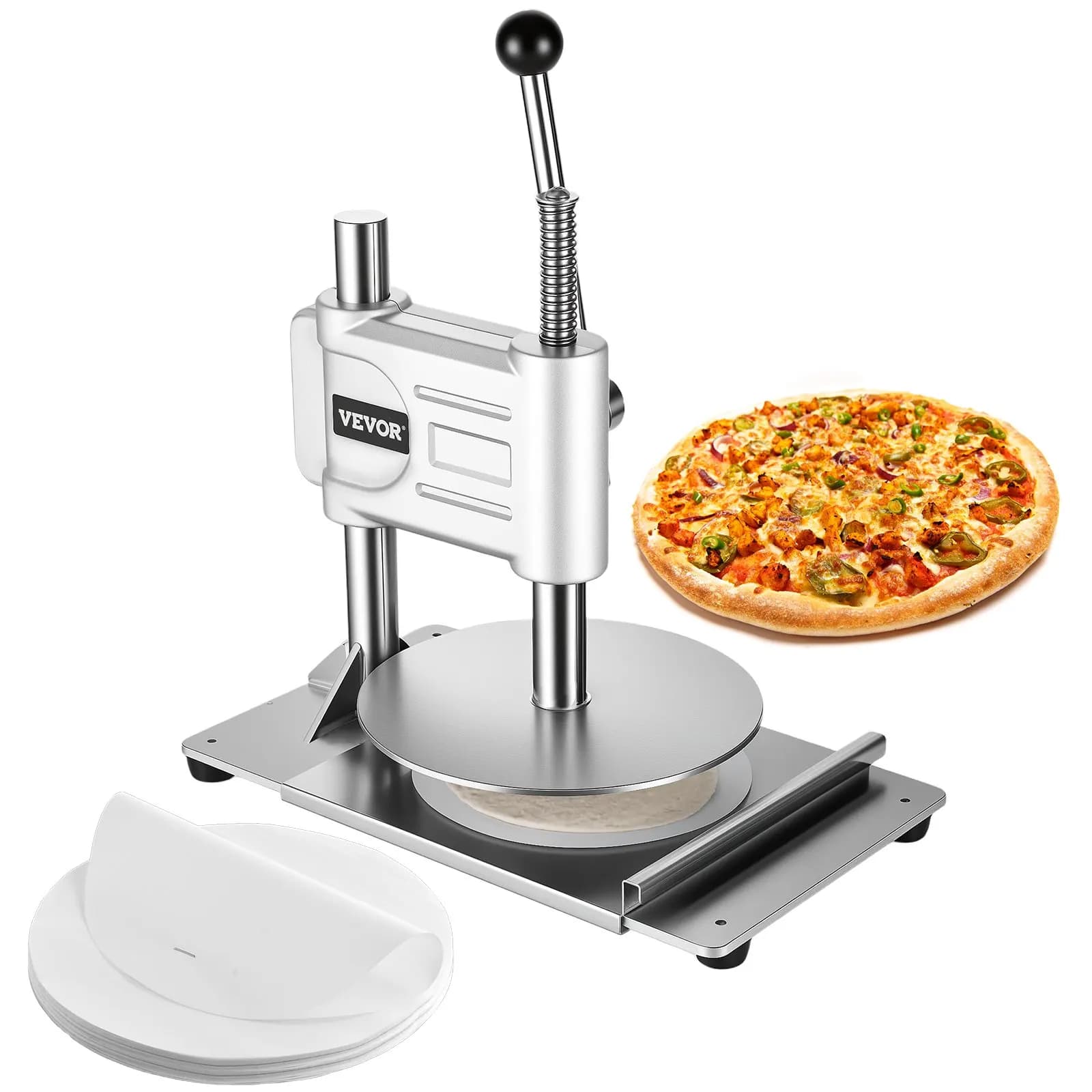 Pressa Manuale per Impasto Pizza da 9,5 Pollici, Sfogliatrice per Pizza in Acciaio Inossidabile