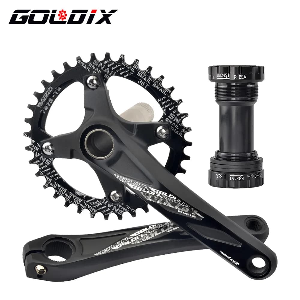 GOLDIX 104BCD Guarnitura per bicicletta a denti larghi e stretti 170/175mm guarnitura per catena rotonda/ovale 32T/34T/36T/38T Guarnitura per bicicletta