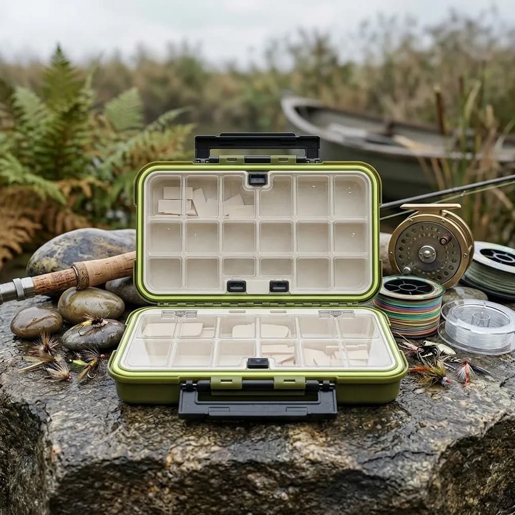 Piccola Scatola Porta Attrezzi da Pesca, Contenitore Impermeabile Portatile per Esche con Divisori Rimovibili