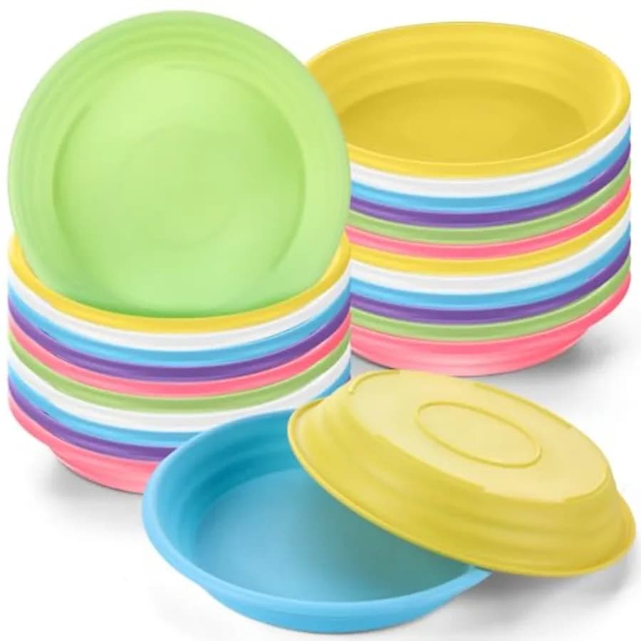 Zubebe Set di Sottovasi Rotondi Multicolore in Plastica Resistente, Vassoi per Piante Resistenti al Sole per Interni ed Esterni