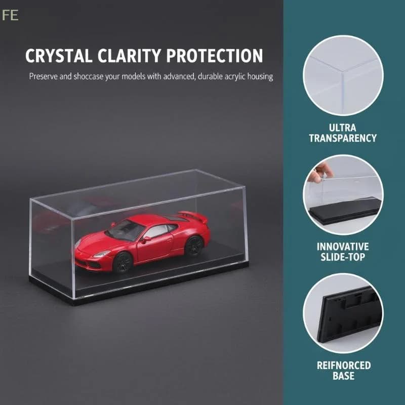 [F] 1/5 Pezzi Scatola Espositiva e Contenitore Antipolvere in Acrilico per Modellini Auto Diecast MiniGT 1/64 con Coperchio