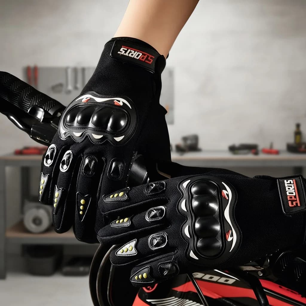 Guanti da Moto Estivi Traspiranti con Protezione Nocche Rigide e Touchscreen per Motocross e Moto