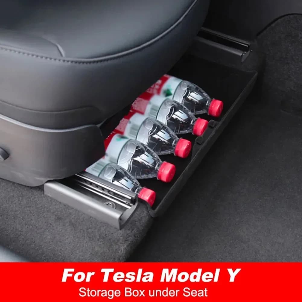 Carhome for Tesla Model Y Under Seat Storage Box High Capacity Organizer Case Drawer Holder Car Interior Accessories NEW