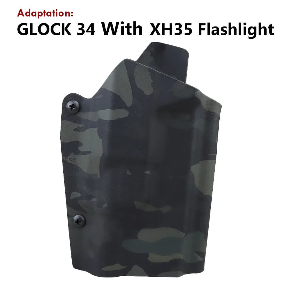 Fondina tattica per pistola per Glock 34 con torcia XH35 all'interno della cintura Fondina per pistola nascosta Clip con fibbia a sgancio rapido