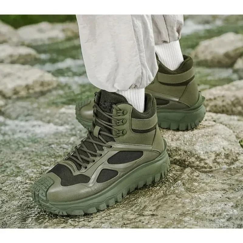 Men's Thick-Soled High-Top Boot Non-Slip and Wear-Resistant Suitable for Outdoor Hiking and Everyday Casual Wear Plus Size 39-48