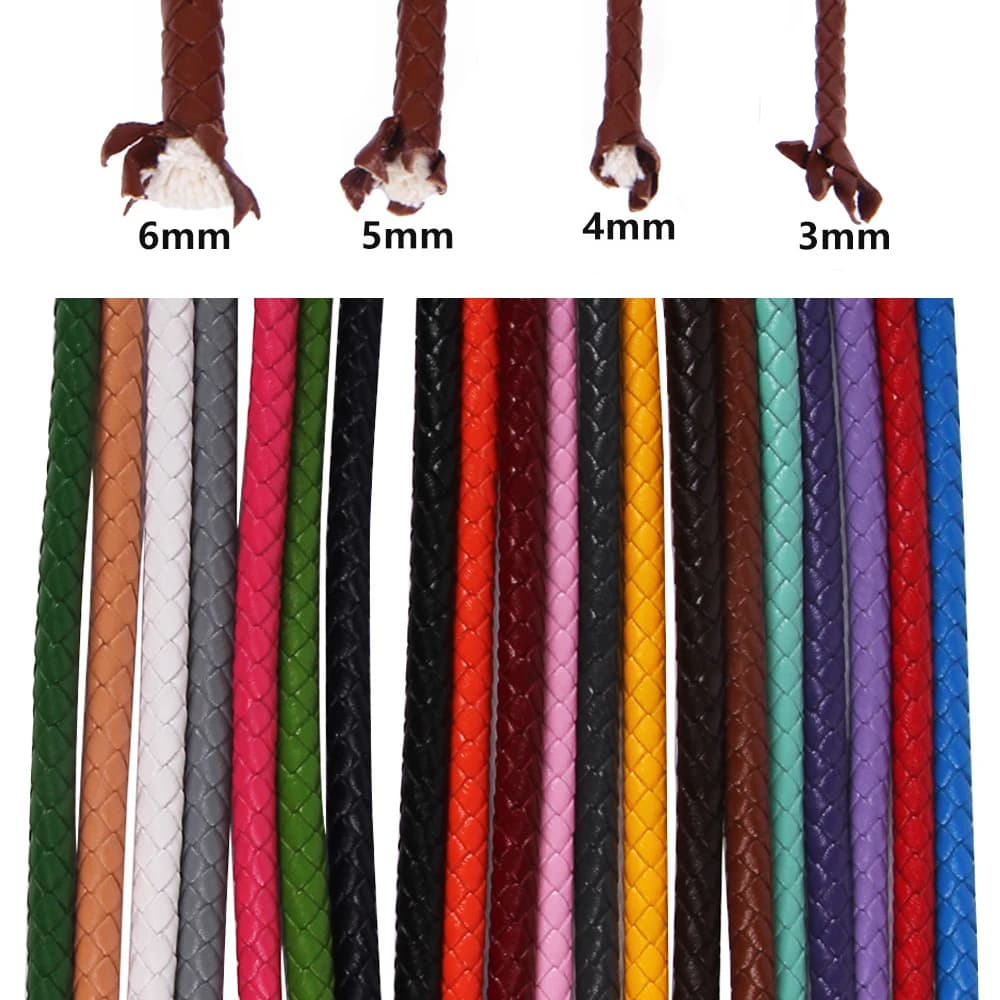 1 metro 3mm 4mm 5mm 6mm Rotondo Cavo di Cuoio Genuino Filo Intrecciato Corda di Cuoio Braccialetto Risultati Collana creazione di gioielli
