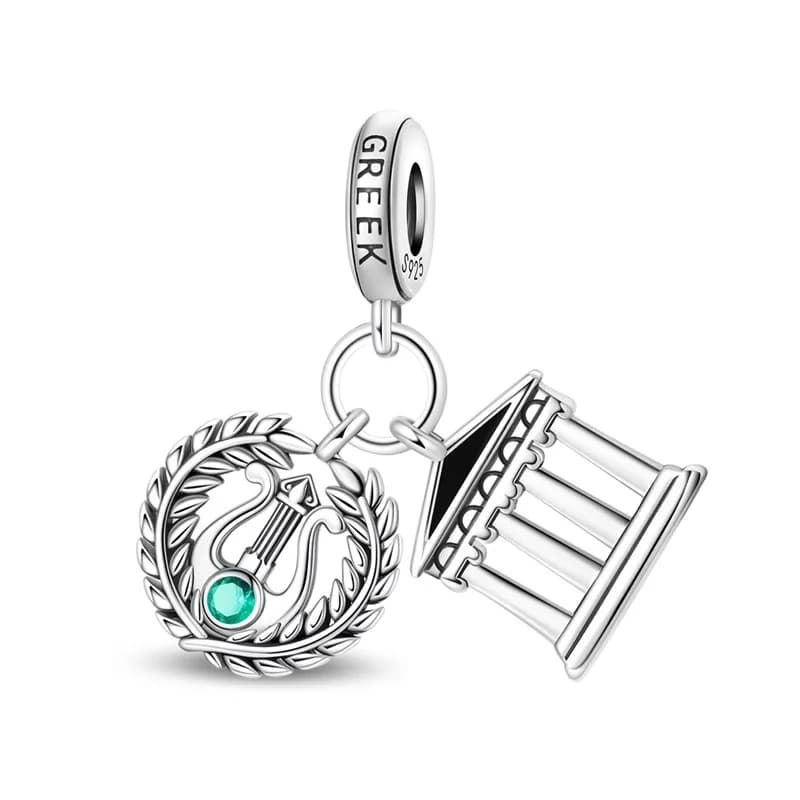 925 Sterling Silver Greek Temple Charms Pendant For Women Fit Original Bracelet DIY Birthday Party Jewelry Gifts