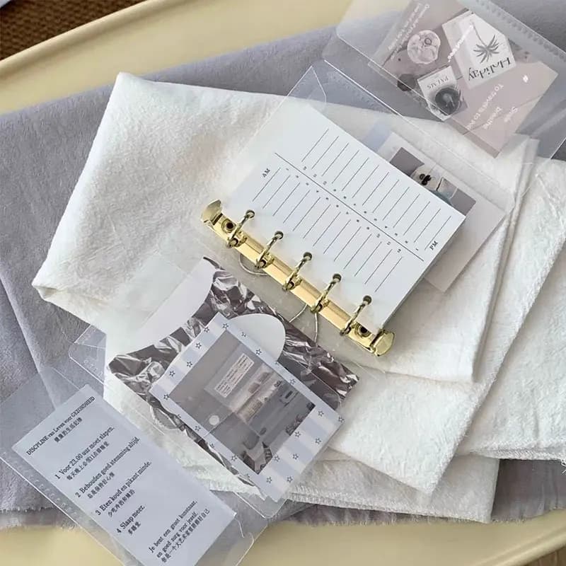 M5 trasparente a quattro pieghe in PP con copertina a fogli mobili, accessori per schizzi, diario, forniture di cancelleria per ufficio e scuola