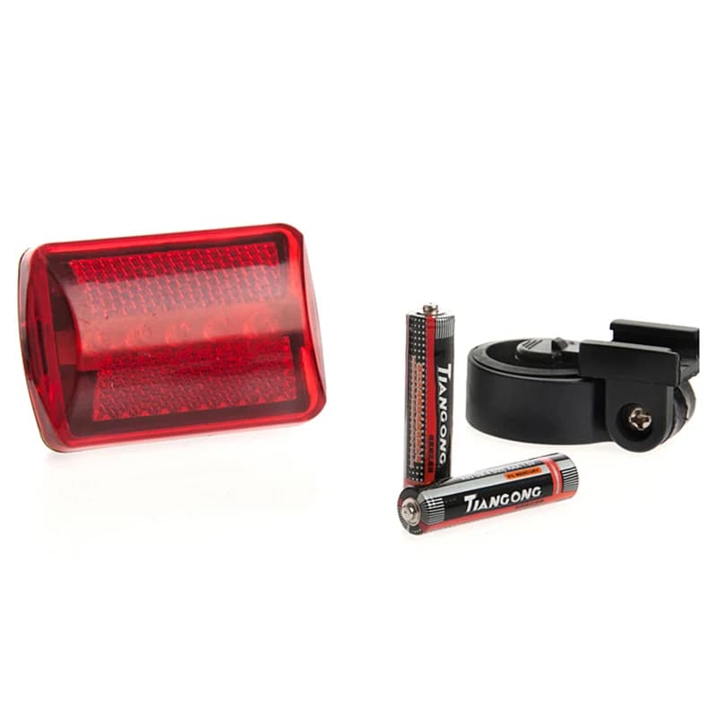 Red Bicycle Bike Rear Tail Light 5-LED Safety Flashing Mount AA Battery Powered Night Safety Cycling Red Warning Lamps