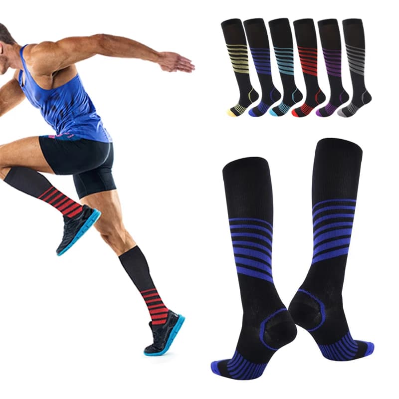 Men's Running Compression Socks 20-30mmHg Breathable Sports Stockings for Marathon Cycling Football Adult Active Wear