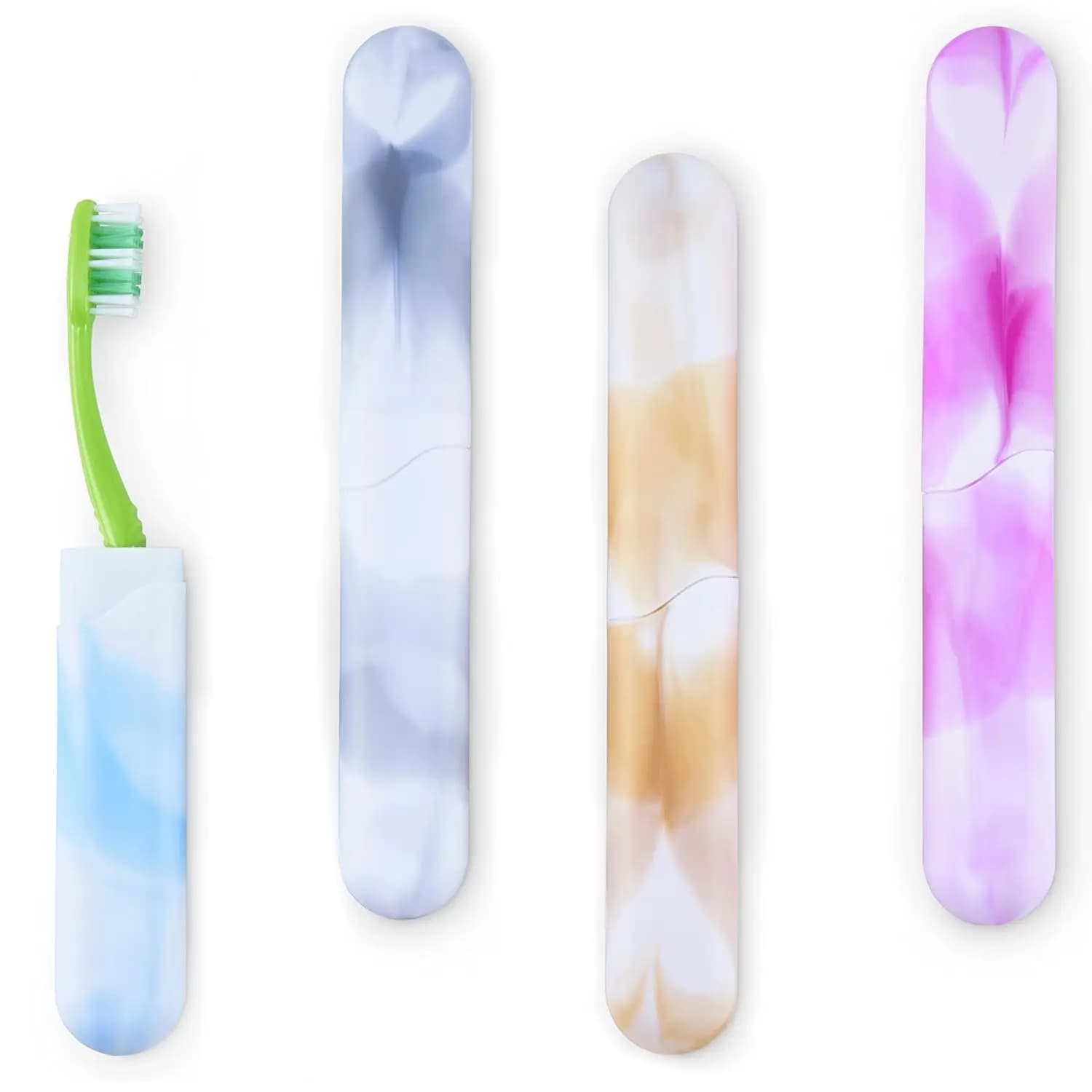 Confezione da 4 custodie da viaggio per spazzolini con fori di drenaggio - Porta spazzolini portatile e traspirante per campeggio e uso quotidiano in vari colori