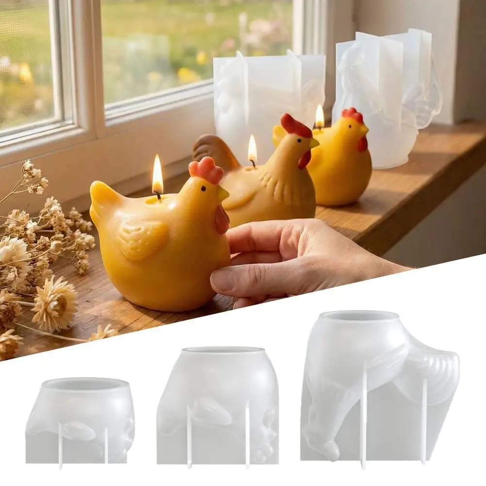 Stampo in Silicone per Candele a Tema Pasquale, Stampi Fai-da-Te per Sapone Aromatico a Forma di Gallina e Gallo, Stampi Artigianali in Gesso e Resina per Creare Ornamenti Domestici