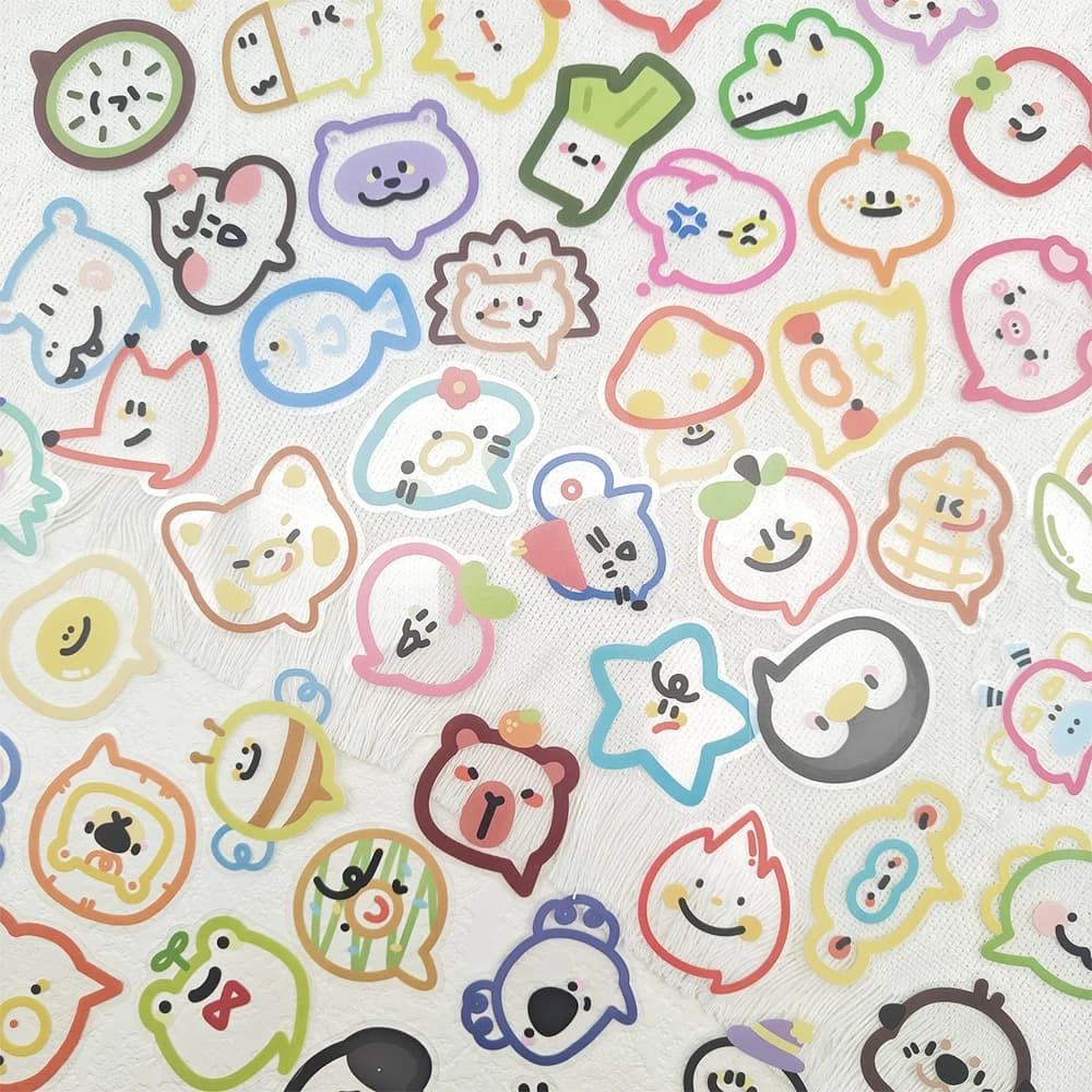 50 Pieces Wall decal Colorful with Animals Transparent PET Carini for Cover Phone, Scrapbook, Guitar, Skateboard, Laptop, Bicycle, Helmet, Fai-da- ♪