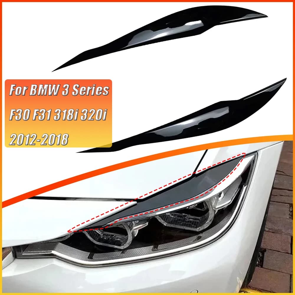 2 Pezzi Copri Fari per BMW Serie 3 F30 F31 318i 320i 2012-2018, Adesivi Decorativi in ABS Effetto Carbonio per Fari