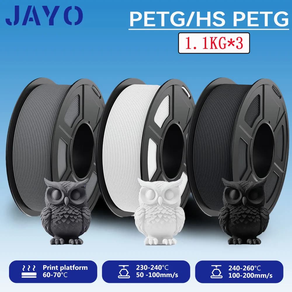 JAYO PETG/Filament for 3D PETG printing at high speed 1.75 mm Mixed and bubble-free and non-toxic colours for 3D printer and 3 roll pen