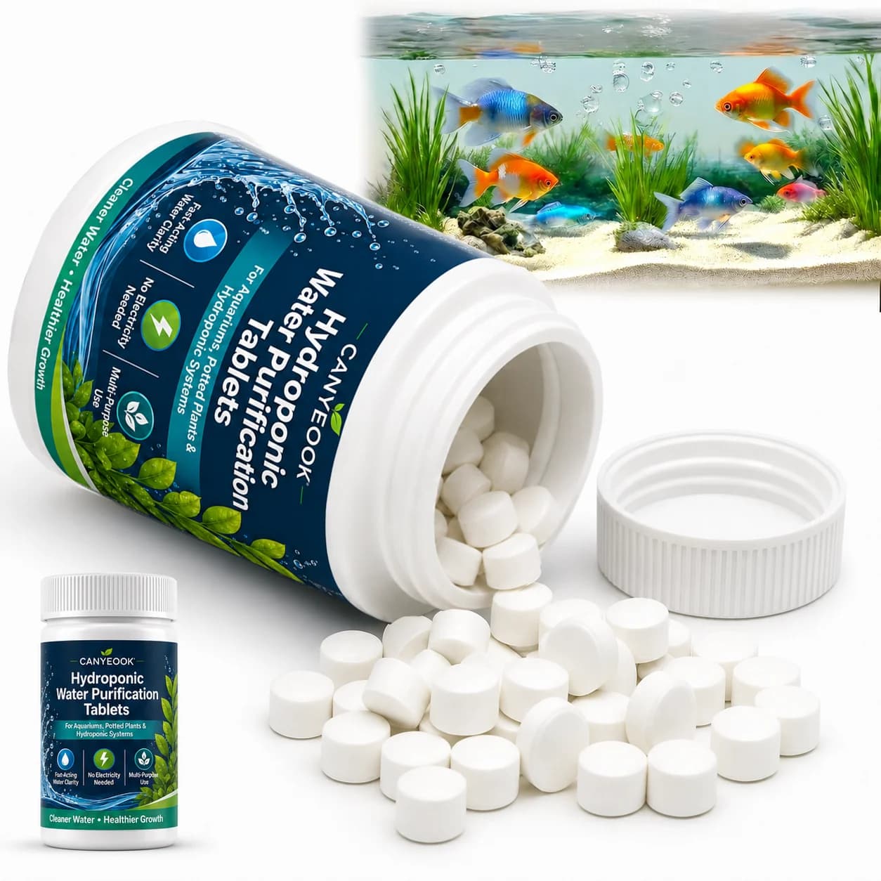 Aquarium Water Purifier Tablet Fish Tank Cleaner Fast Clarifying No Battery Needed Hydroponic Plant Water Treatment