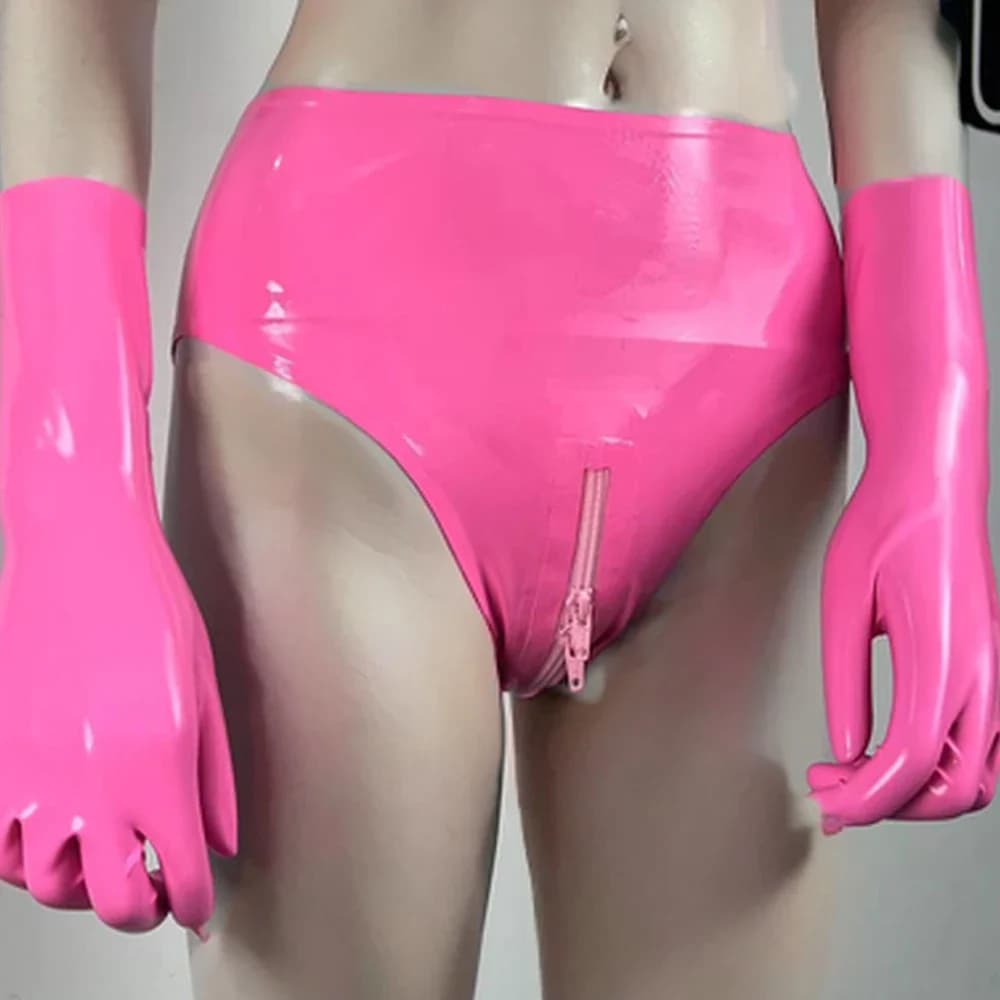 guanti in lattice FETISH rosa biancheria intima di gomma da masticare Pantaloni fatti a mano in lattice di gomma Calzini a 5 dita Calzini al ginocchio medio Club