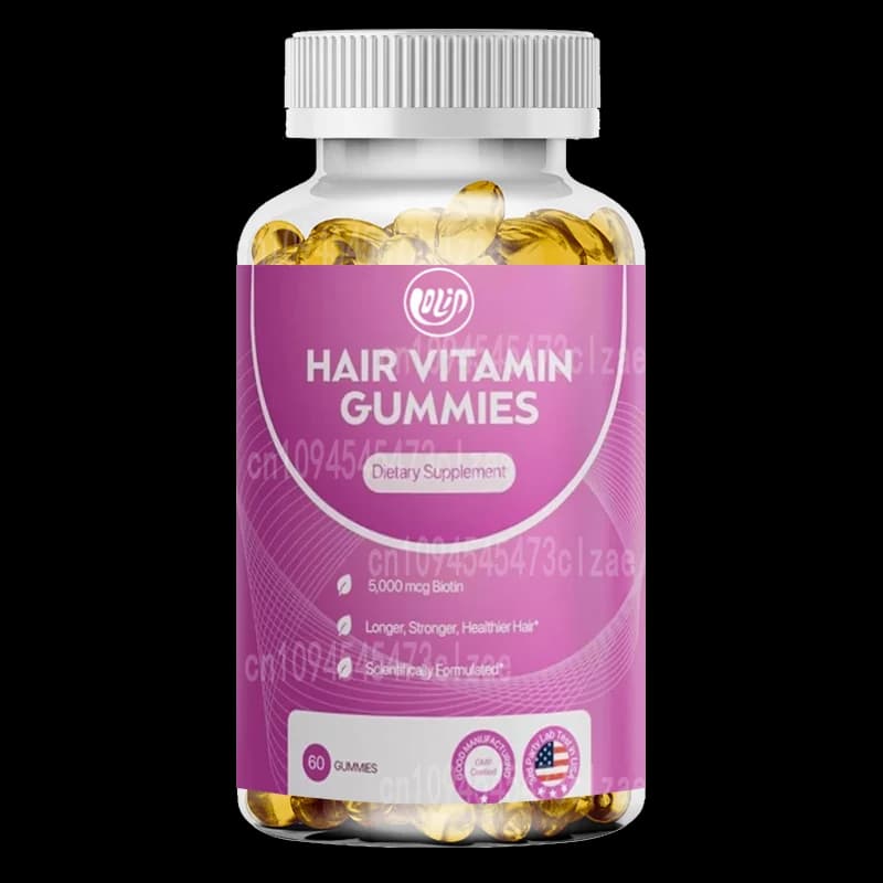 Contiene 5000 microgrammi di biotina, vitamine per capelli adatti per capelli forti e sani - Integratore di biotina gommoso -60 pillole