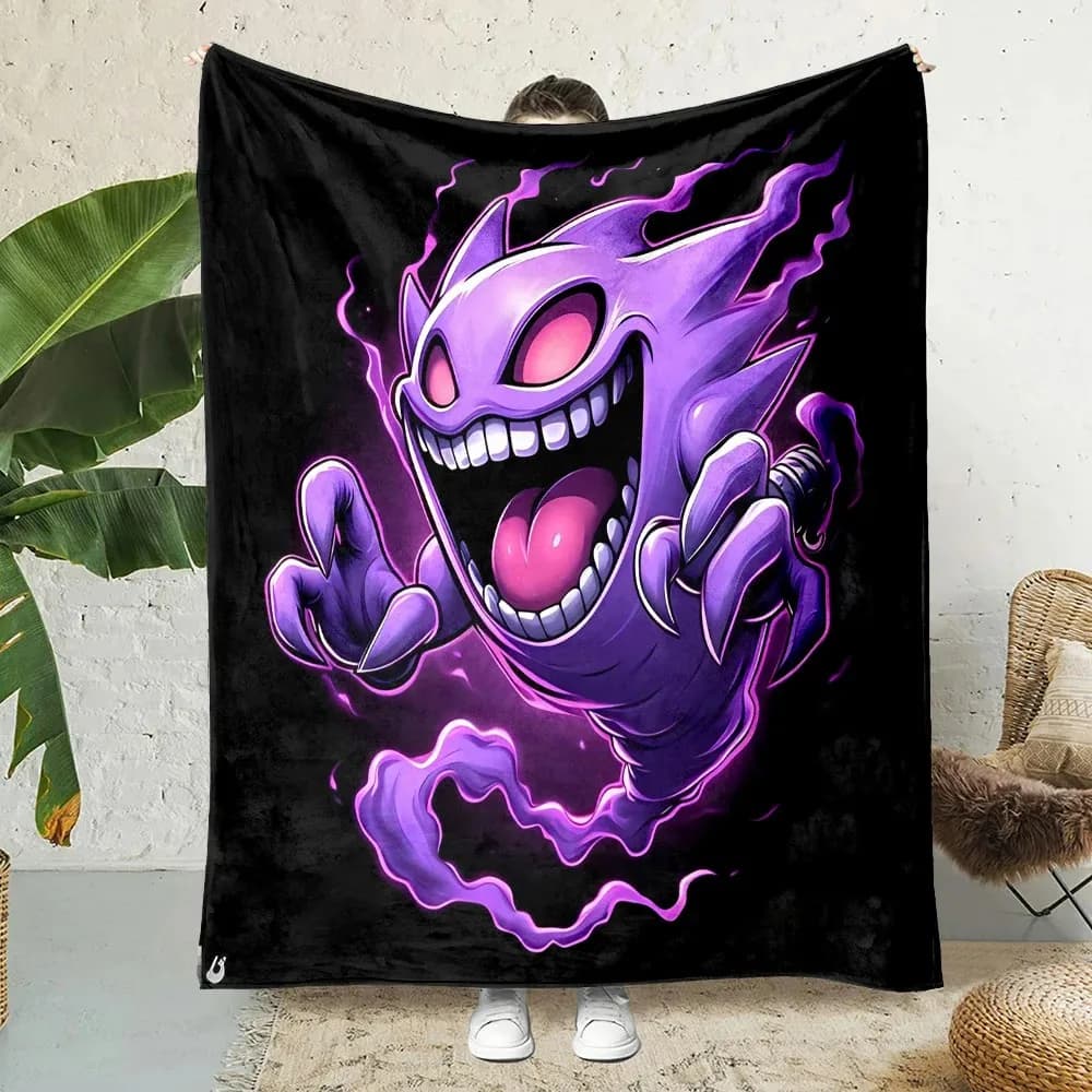 Spedizione il Giorno Successivo, Coperta in Flanella con Stampa Pokemon Gengar, Super Morbida per Ragazzi e Ragazze, Plaid Portatile per Casa, Divano, Soggiorno