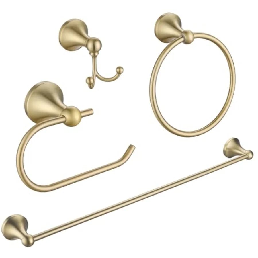 Set di accessori per il bagno da 4 pezzi - Accessori per il bagno, portasciugamani da 23,6 pollici, gancio per asciugamani, porta carta igienica, porta asciugamani per le mani