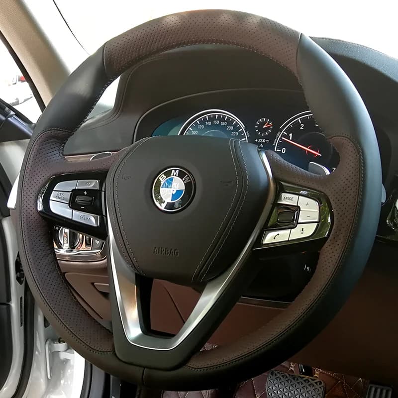 For BMW G30 530i 540i 520d 530e 2016-2018 G32 GT 630i 630d Hand sewing Black brown Genuino Leather car cover