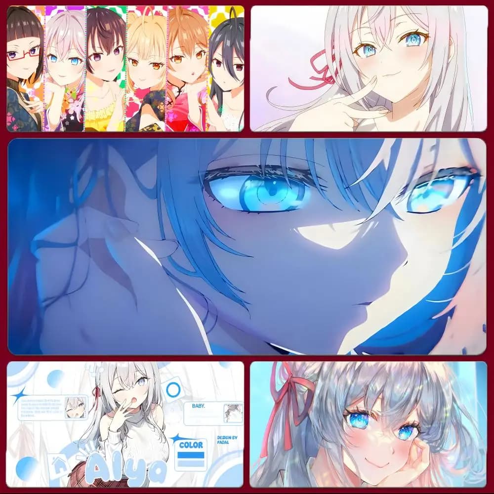 Tappetino per mouse anime A-Alya Sometimes Hides HerFeelings In Russian, grande tappetino da gioco con bordi cuciti, tappetino da scrivania ispessito per PC