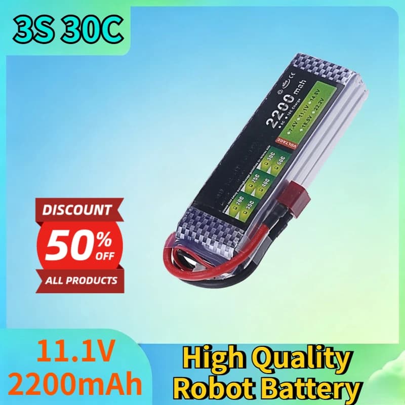 New 3S 30C 11.1V 2200mAh Li-po Rechargeable Battery for RC Drone Cars Airplane Helicopters Boats Toys High Quality Robot Battery