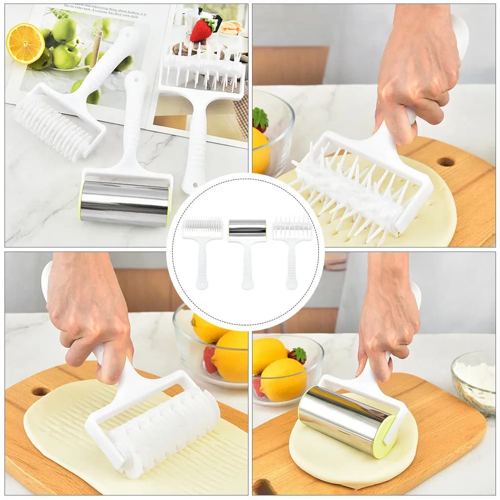 Set di 3 utensili per pizza: rullo per impasto, spiedino e strumenti per la preparazione di pizza, pasticcini e pane, accessori da cucina