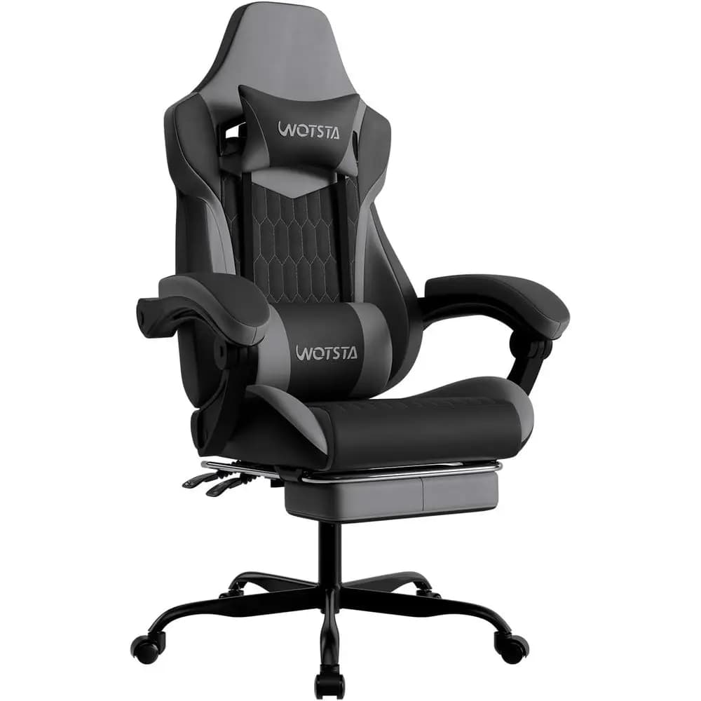 Sedia da Gaming Ergonomica con Schienale Alto, Supporto Lombare Regolabile e Funzione Reclinabile in Nero/Grigio