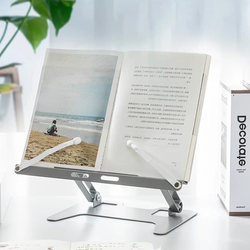 Supporto da lettura multifunzione, estensibile e regolabile, acciaio al carbonio, adatto per la lettura, telefoni cellulari, laptop, strumenti di studio per ufficio