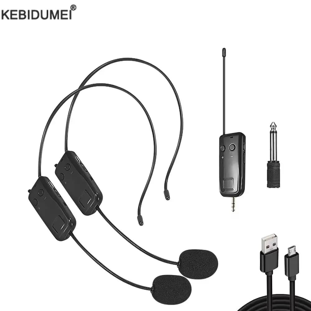 2.4G Head-mounted Wireless Lavalier Microphone Set Transmitter with Receiver for Amplifier Voice Speaker Teaching Tour Guide