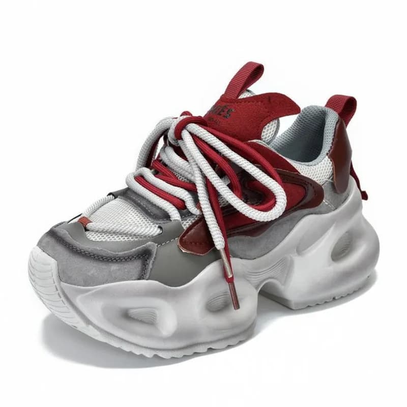 6CM pelle di cinghiale Air Mesh pelle alta piattaforma di marca zeppa primavera estate mocassino vulcanizzare scarpe da ginnastica robuste da donna traspiranti