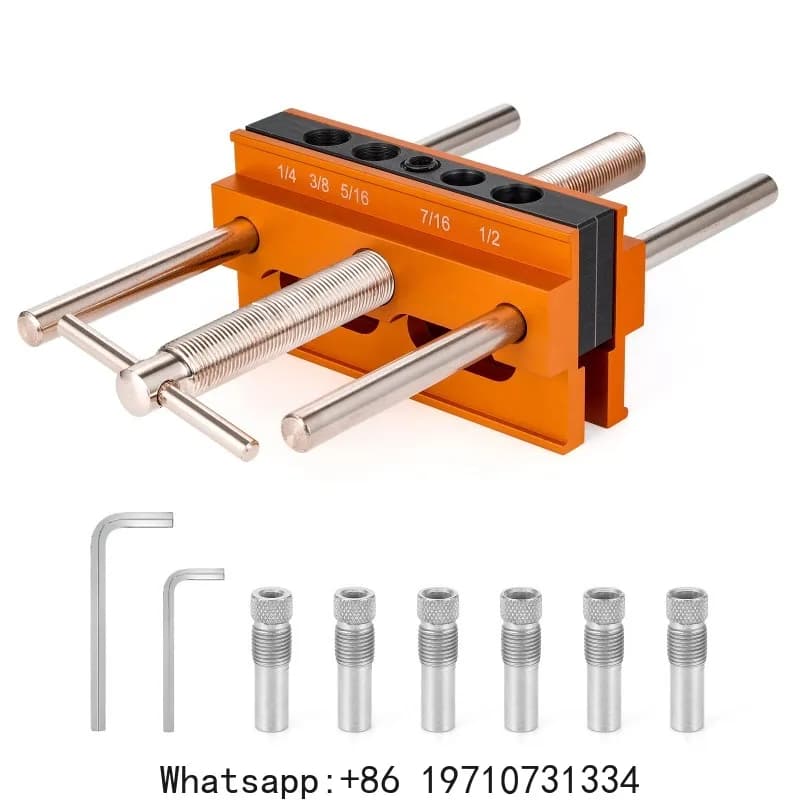 Kit di guida per trapano autolivellante per la lavorazione del legno, blocco portatile per fori dritti con 6 manicotti