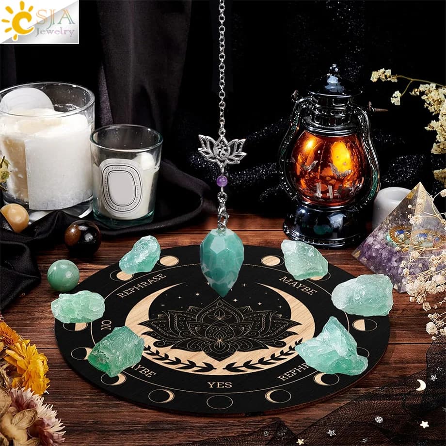 Pendolo di cristallo Reiki per rabdomanzia Divinazione Stregoneria Fascino di loto Pietra naturale Ametiste Ciondolo Penduli spirituali H494