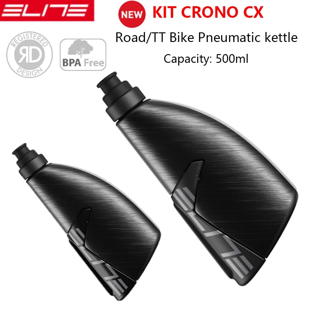 Borraccia per Bici da Corsa ELITE KIT CRONO CX, Ultra Leggera, Aerodinamica, in Vetro/Fibra di Carbonio, per Ciclismo Antivento