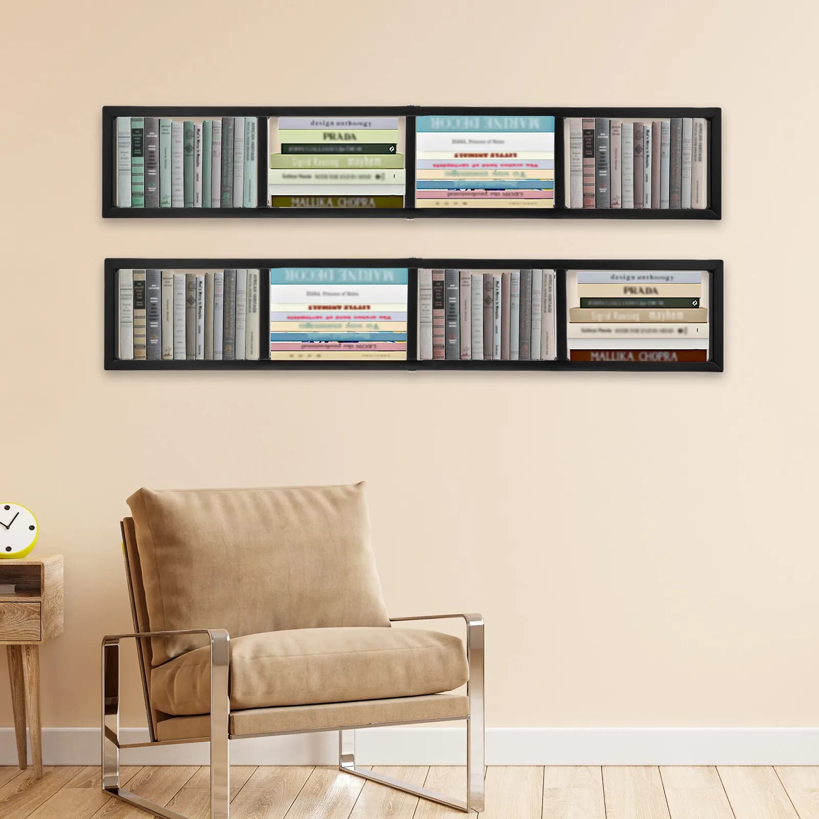 2Pcs Floating Shelf Wall Mounted CD DVD Rack Modern Large Media Storage Organizer Shelves
