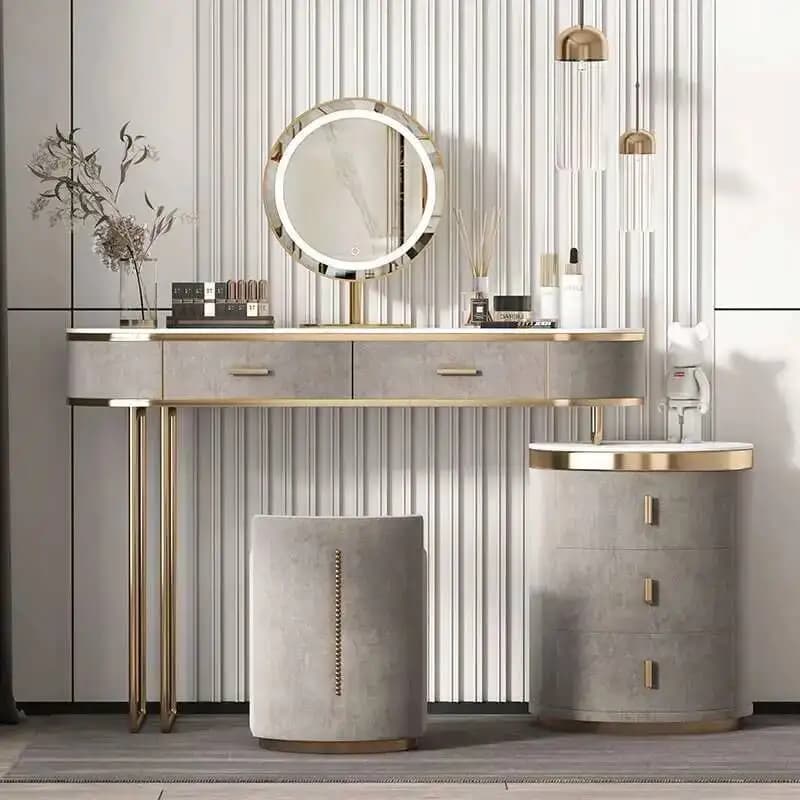 Toeletta da Giardino per Ragazze con Specchio, Tavolo da Trucco Moderno per Camera da Letto e Bagno, Organizzatore di Gioielli, Mesa De Maquillaje, Arredamento di Tendenza