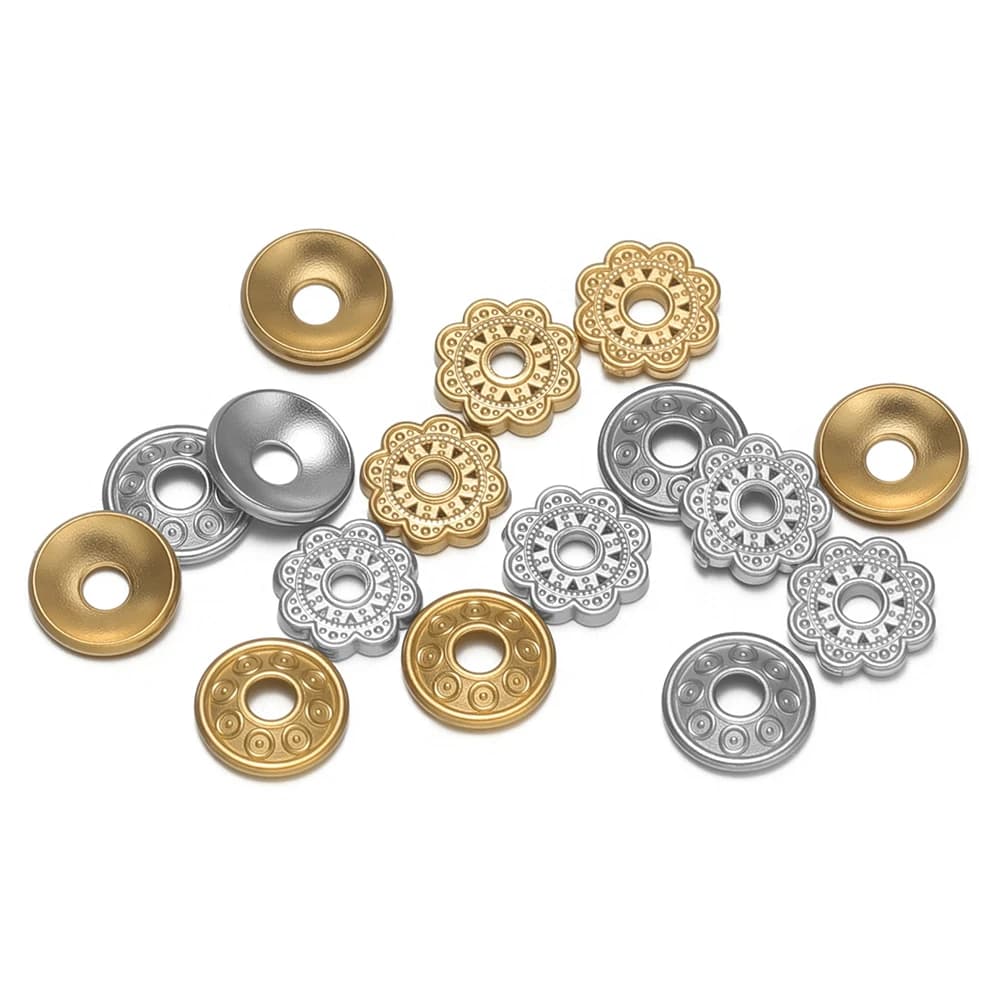 20 Pieces 6mm Stainless Steel Flower Bead Carpets, Round Drawers for Creating DIY Jewelry, Bracelets, Necklaces, Wholesale Components