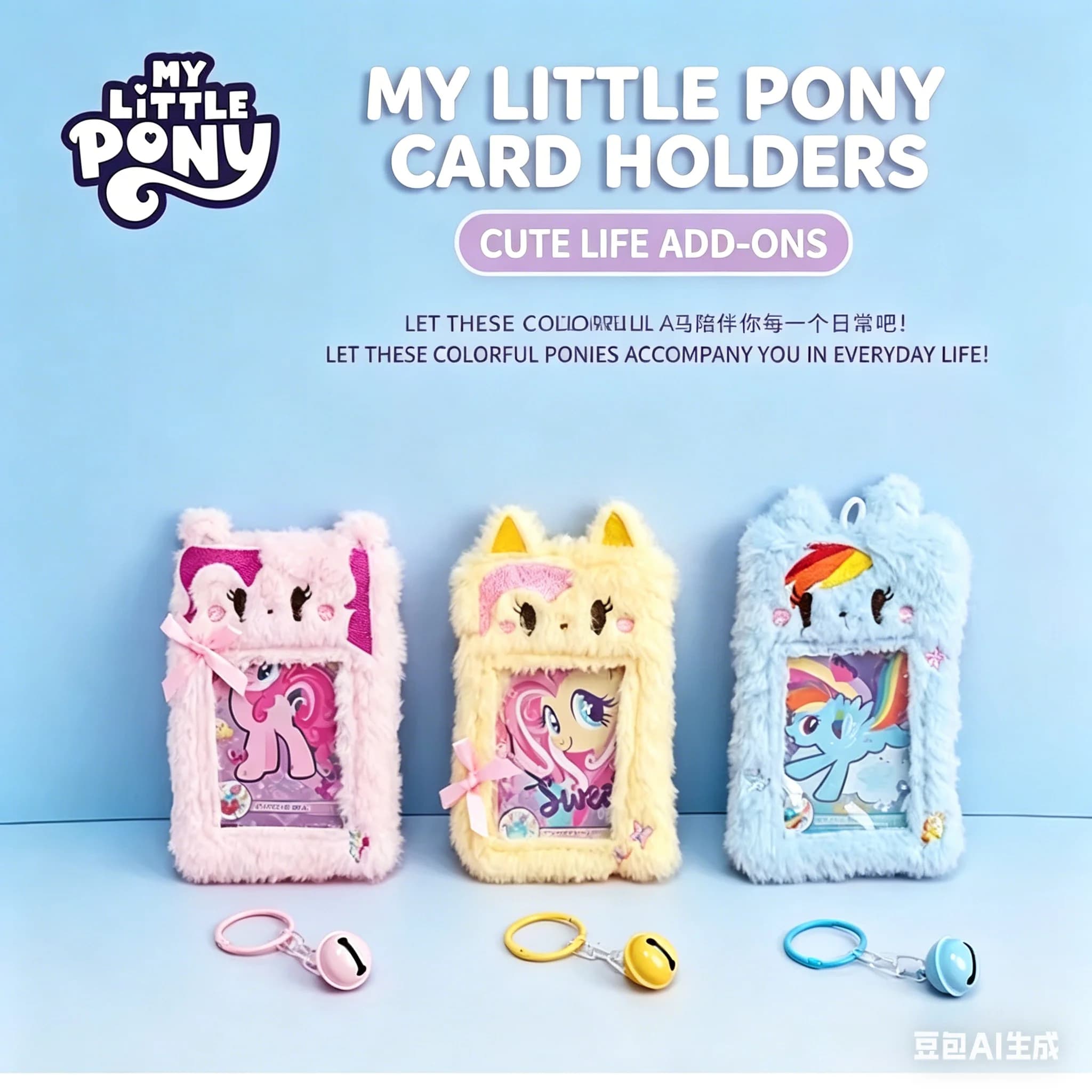 Hasbro My Little Pony Cute Plush Card Holder Student Bus Meal ID Card Protective Cover Cartoon Peripherals Holiday Gift