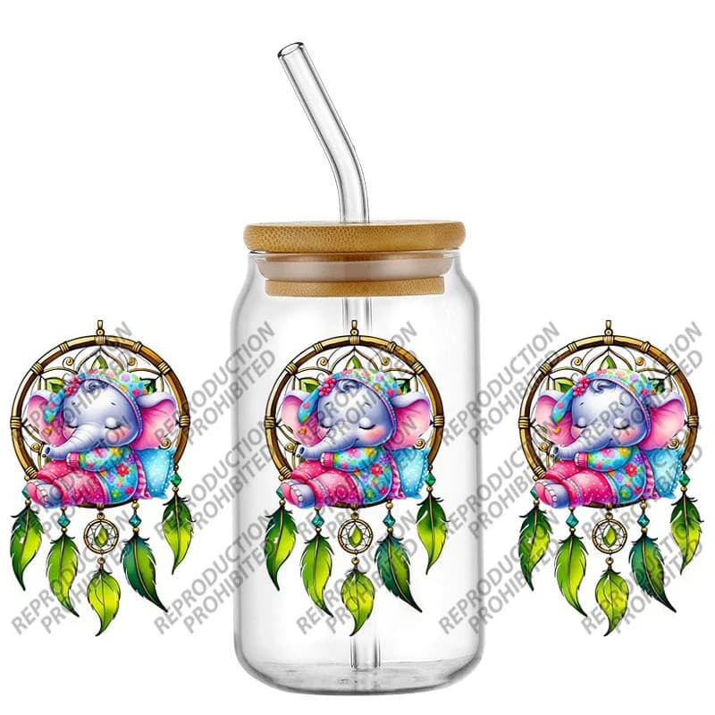 High Quality ‌Dream Catcher Series Waterproof Transfer Sticker 3D Cartoon UV DTF Cup Wrap for 16oz Libbey Can
