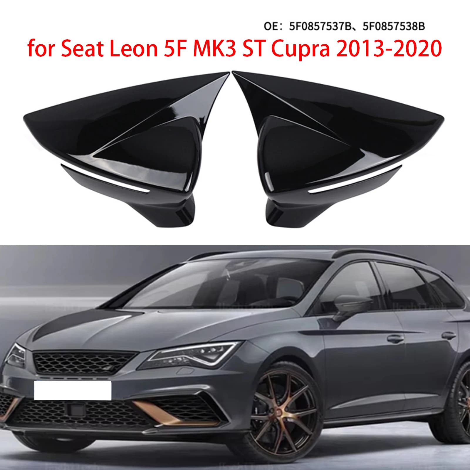 2 Pieces Covers Mirror Lateral Retrovisor Auto for SEAT Leon MK3 5F ST FR Cupra Ibiza Mk5 Arona KJ7 2017-2020