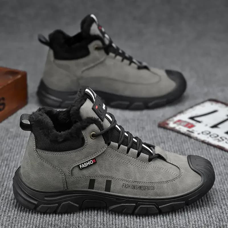 2025 New Men's Autumn Winter High Top Lace Up Cotton Padded Work Shoes Casual Sports Hiking Construction Site Versatile