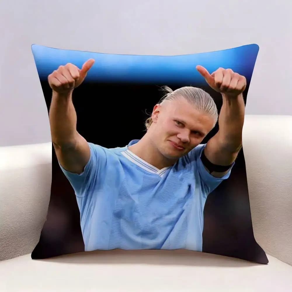 1PC Footballer E-Erling H-Haaland Double-sided print Pillow Case for Sofa Living Room Home office Decor Protective Cover