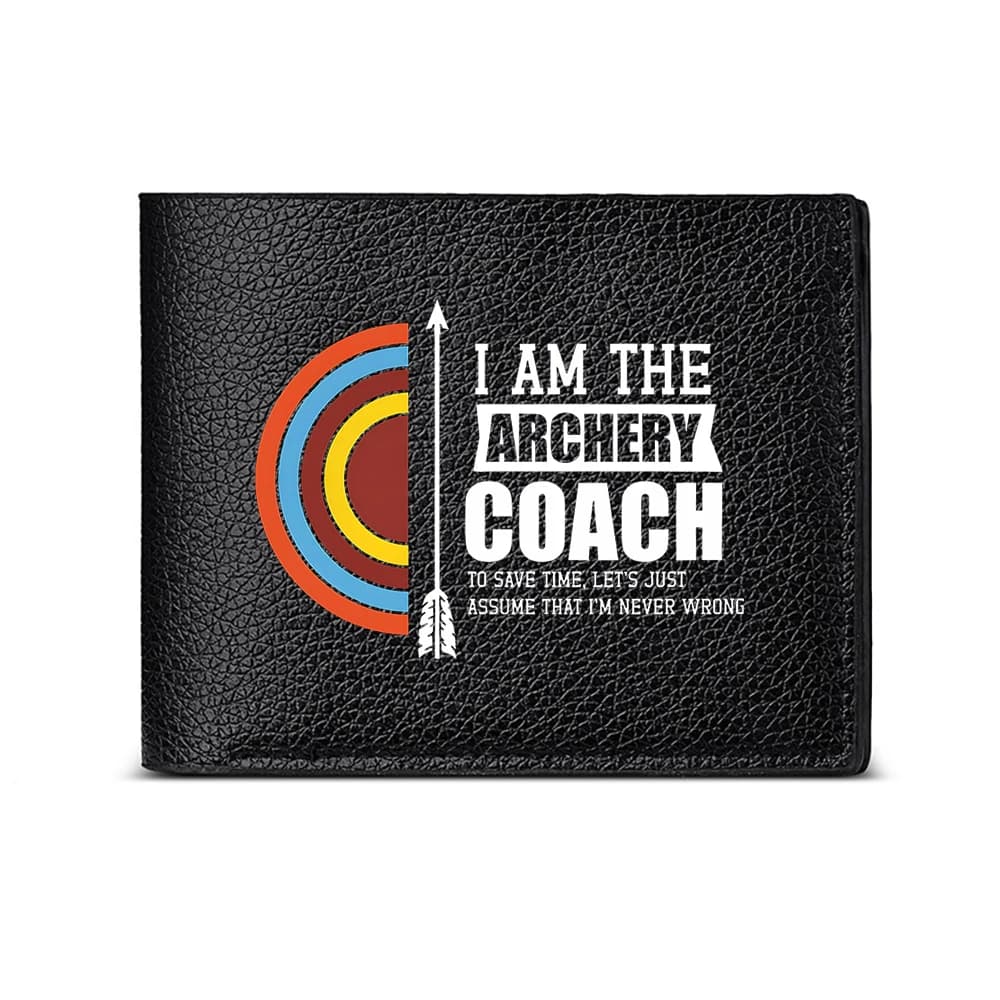 I Am The Archery Coach With Target And Arrow Design Men's Wallet Card Holder Casual Business Fashion Print