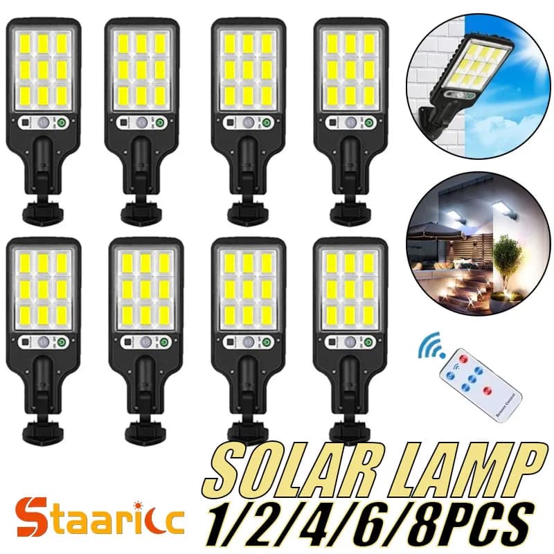 Powerful Solar Lamp from Exterior for Courtyard, Rechargeable with Motion Sensor, for Garden, Terrace, Garage and Street Lighting