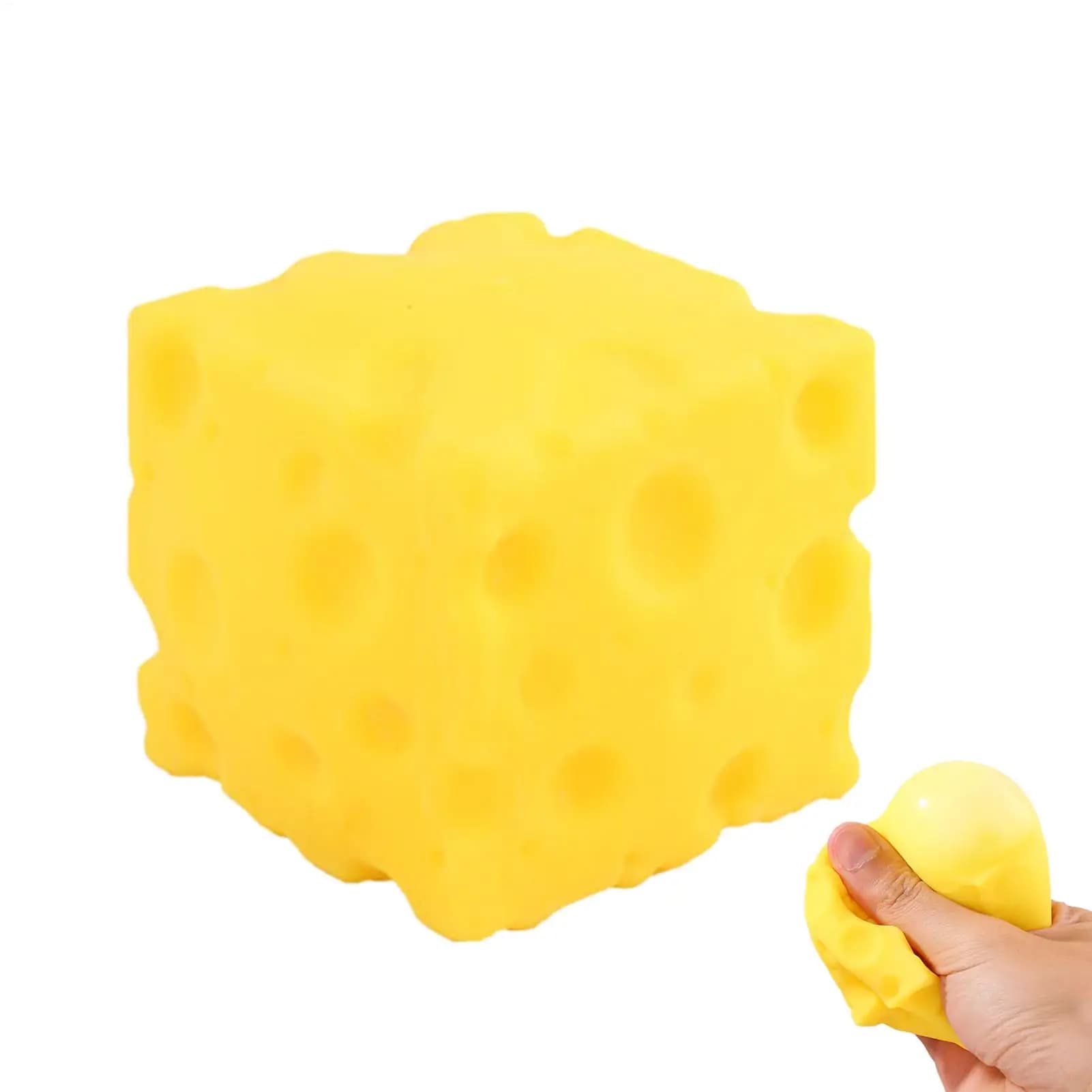 Giocattolo Sensoriale a Forma di Blocco di Formaggio Giallo, Morbido Antistress Spremibile, Giocattolo Fidget Rimbalzante e Squishy per Bambini e Adulti, Casa e Ufficio