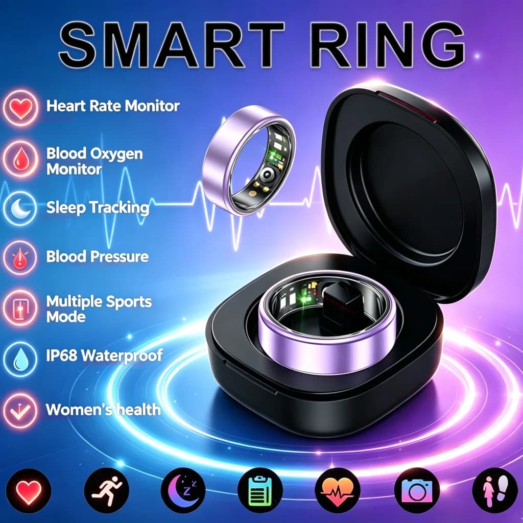 2026 Smart Ring Blood Pressure Heart Rate Sleep Monitoring Smartring IP68 5ATM Waterproof Multi-sports Mode Rings Man Women R11C