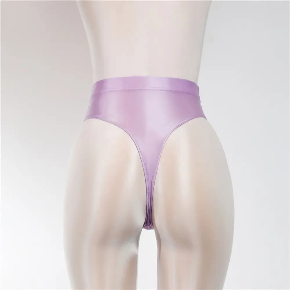Slip G-string in Raso Lucido Trasparente a Vita Alta per Donna, Taglie Forti, Sexy, per Danza